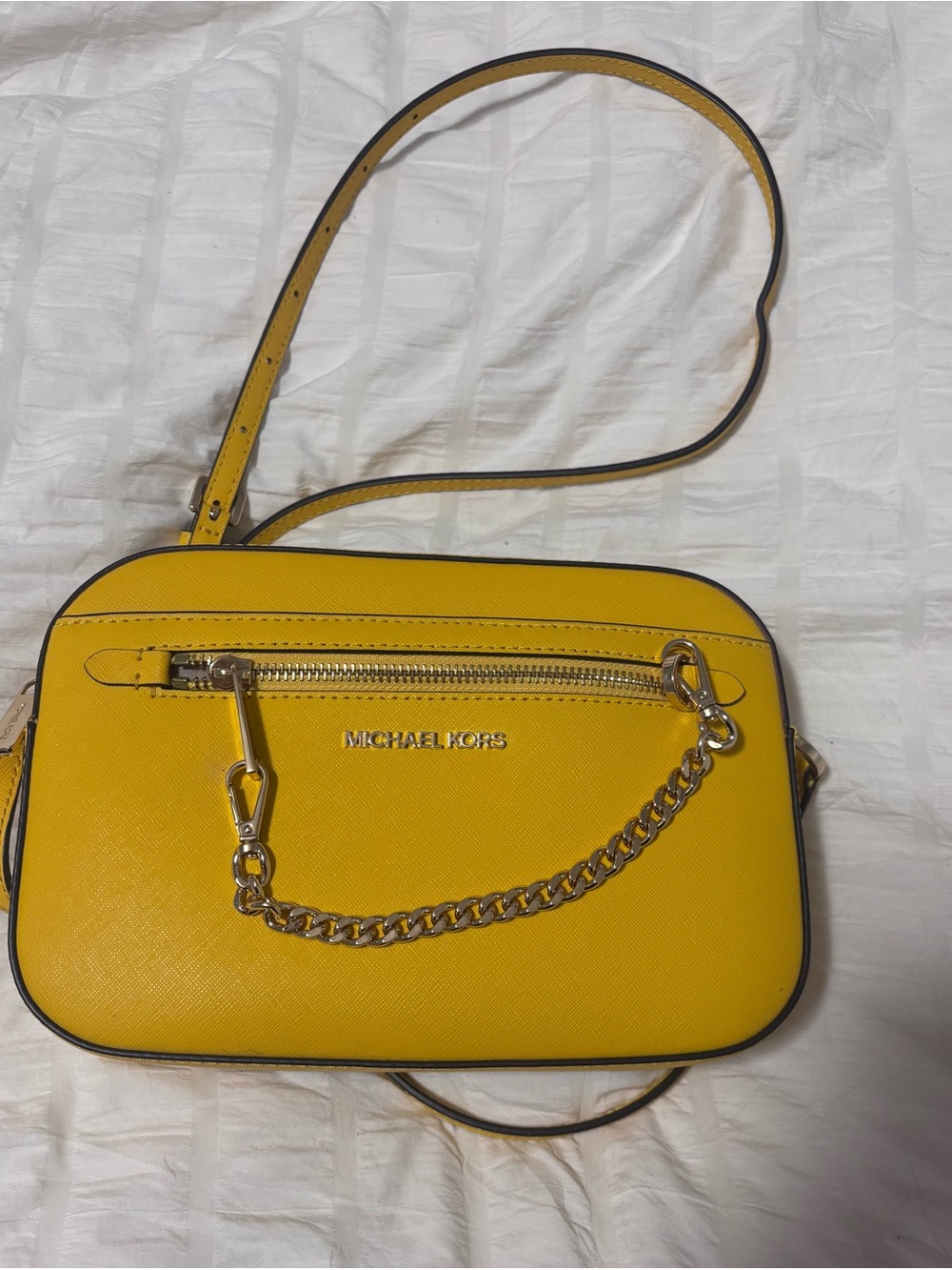 Michael Kors Yellow Crossbody with Gold Chain